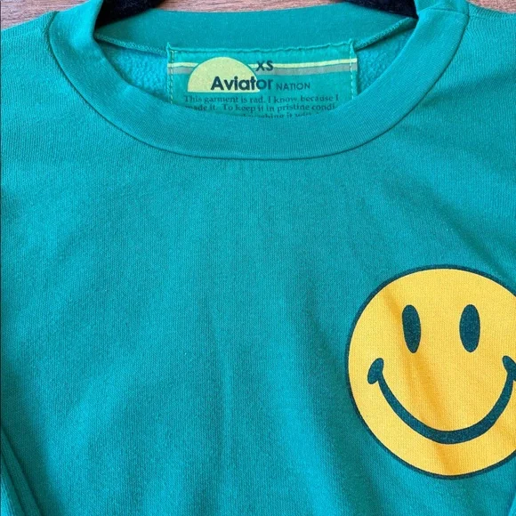 AVIATOR NATION SMILEY 2 RELAXED SWEATSHIRT-KELLY GREEN - Picture 2 of 4